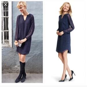 Cabi | Purple Long Sleeve Dress Above Knee Harlequin Pattern